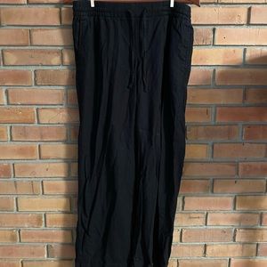 Linen Drawstring Wide Leg Pants
